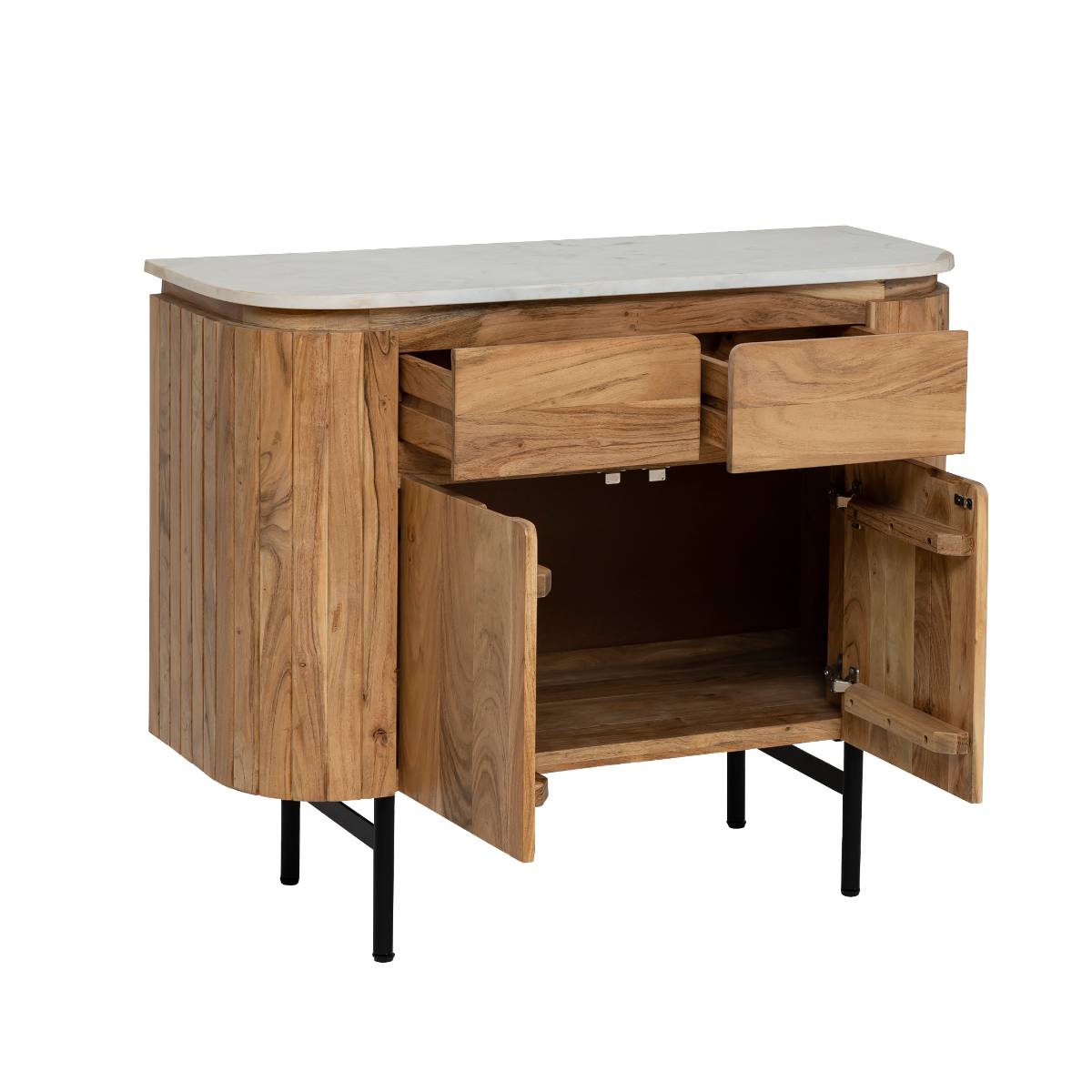 Buffet en bois d'acacia et marbre RICK bois clair, MADE IN MEUBLES 
