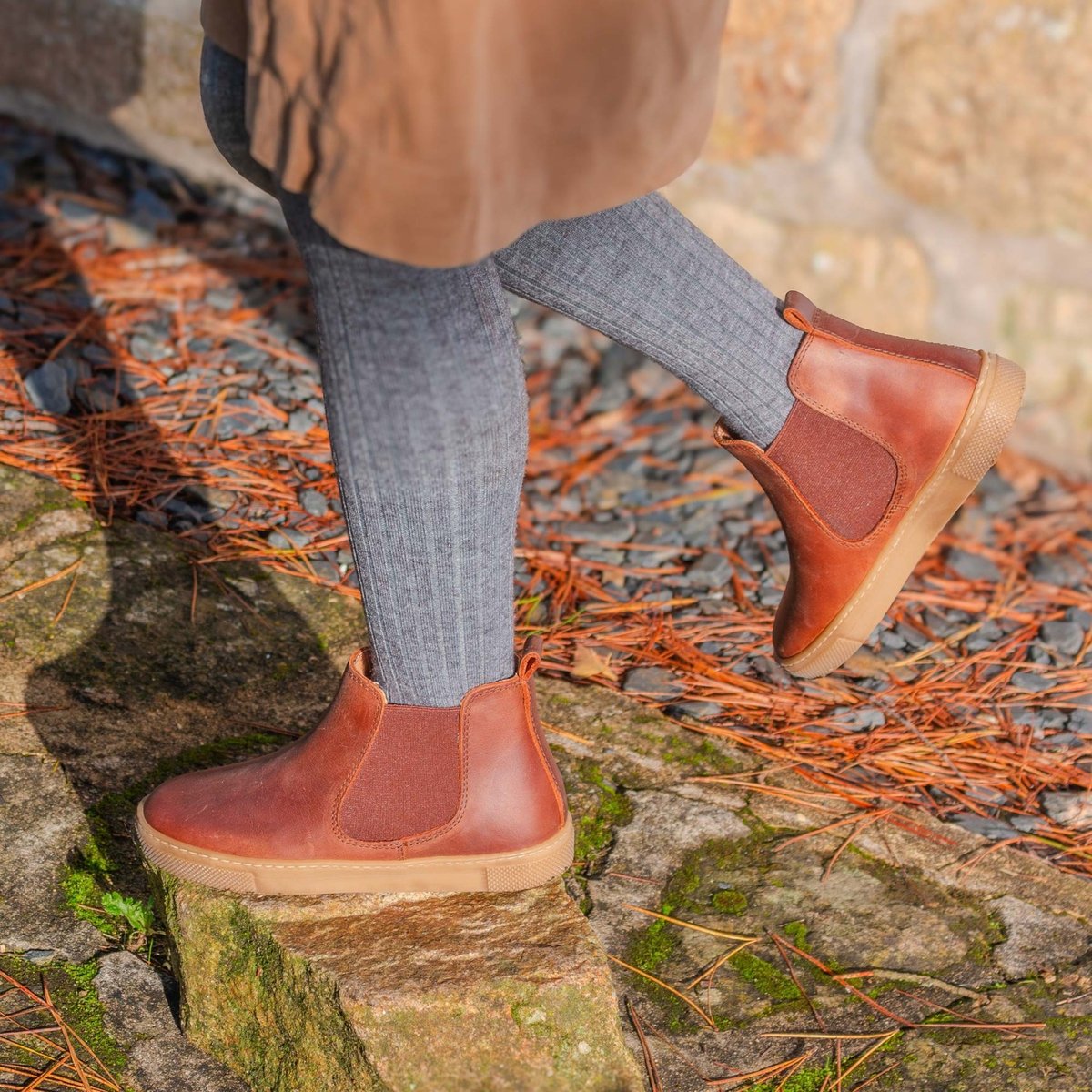 Boni Kola - boots enfant en cuir bleu marine, BONI&SIDONIE