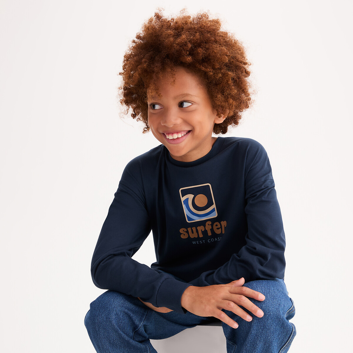 Pack of 3 T-Shirts with Long Sleeves navy blue+camel+beige, LA REDOUTE COLLECTIONS