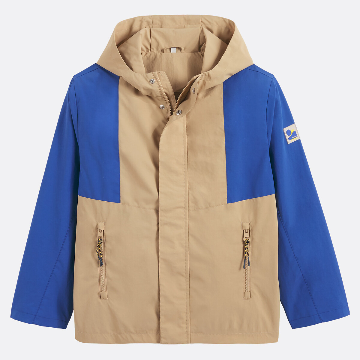 Blouson coupe-vent à capuche color block beige/bleu, LA REDOUTE COLLECTIONS