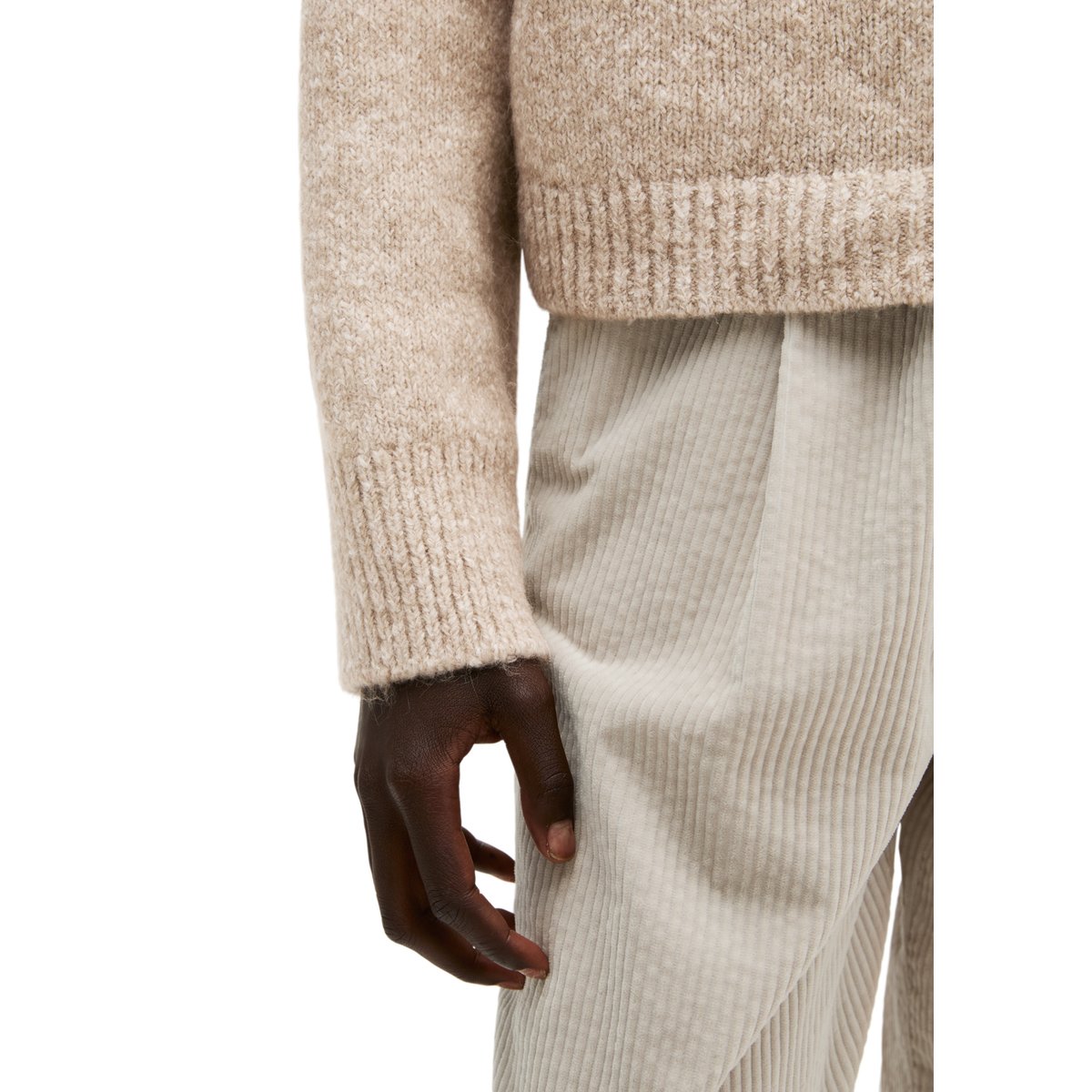 Pull ample en un mélange douillet de coton bio et de laine d'alpaga marron, MARC O'POLO