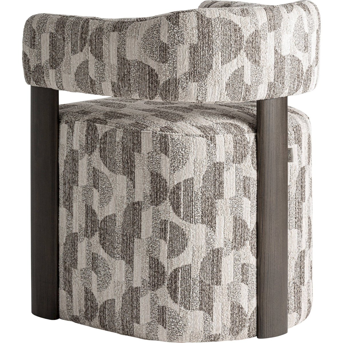 Chaise contemporaine à motifs imprimés gris imprimé et frêne brun, RECOLLECTION