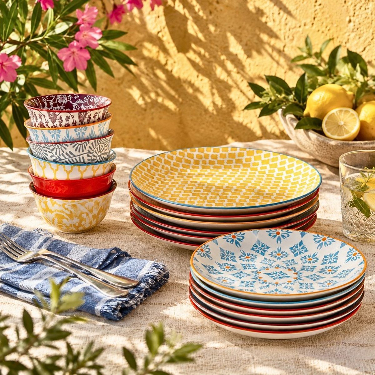 Lot de 6 grandes assiettes design 1, SABAE multicolore, ARTIME