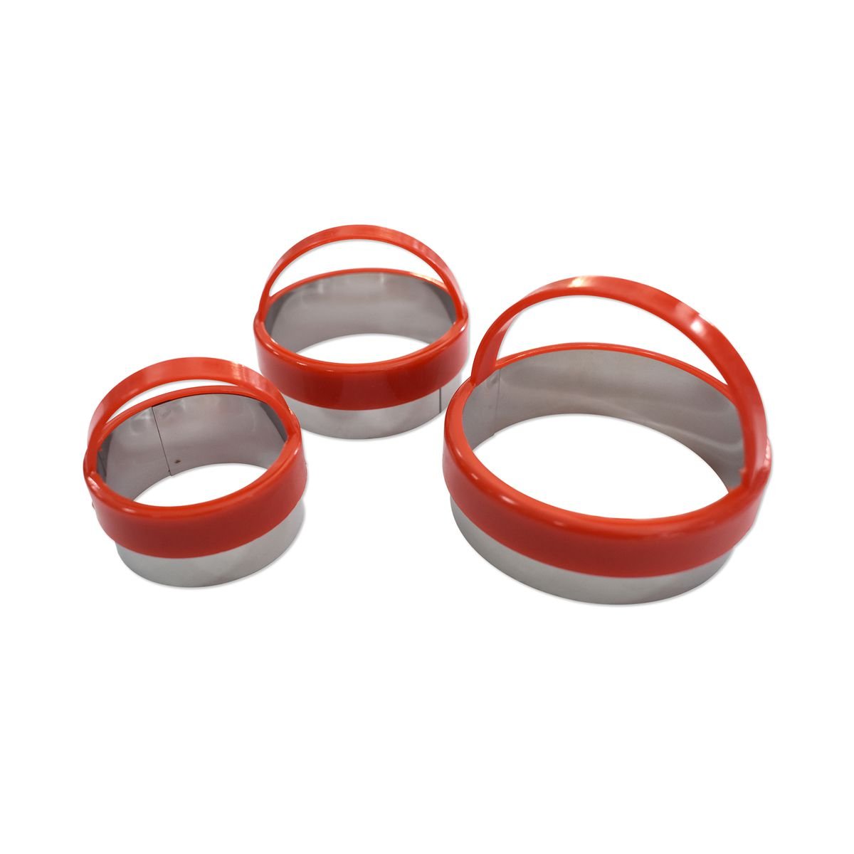 Lot de 3 emporte-pièces ronds avec poignée rouge,inox, ZENKER