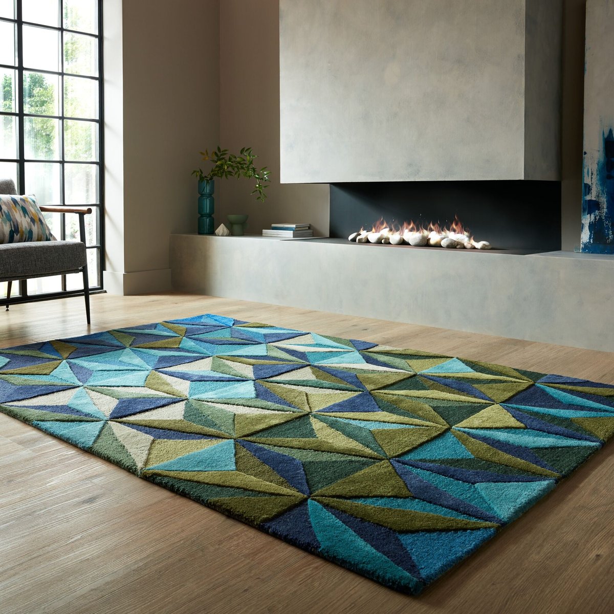Tapis en laine REVERIE bleu, FLAIR RUGS