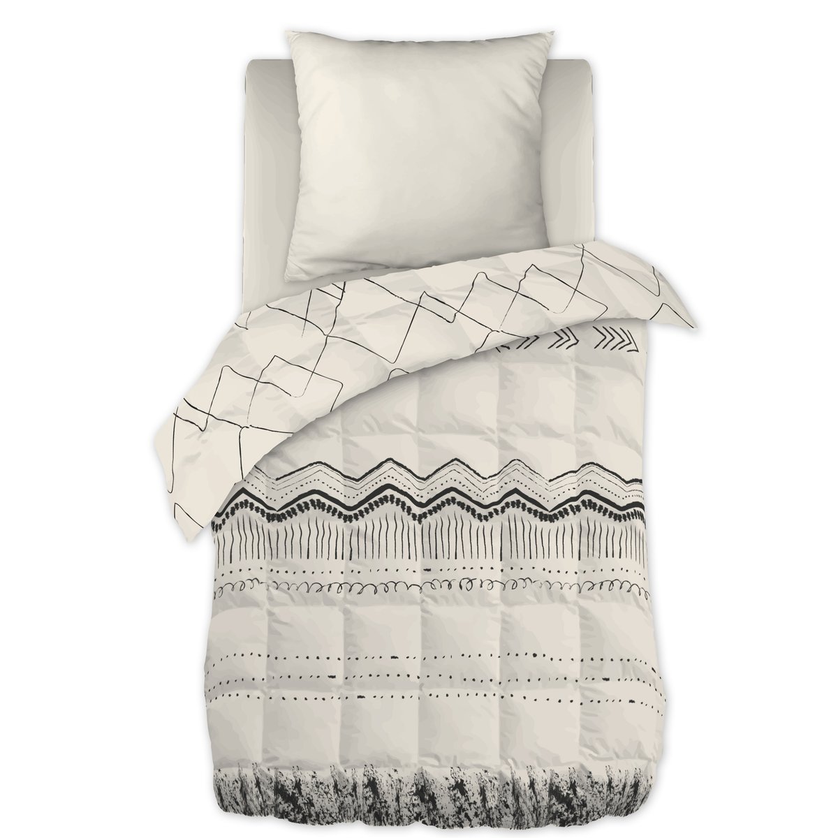 Couette coton imprimee Berbere beige, EDEN