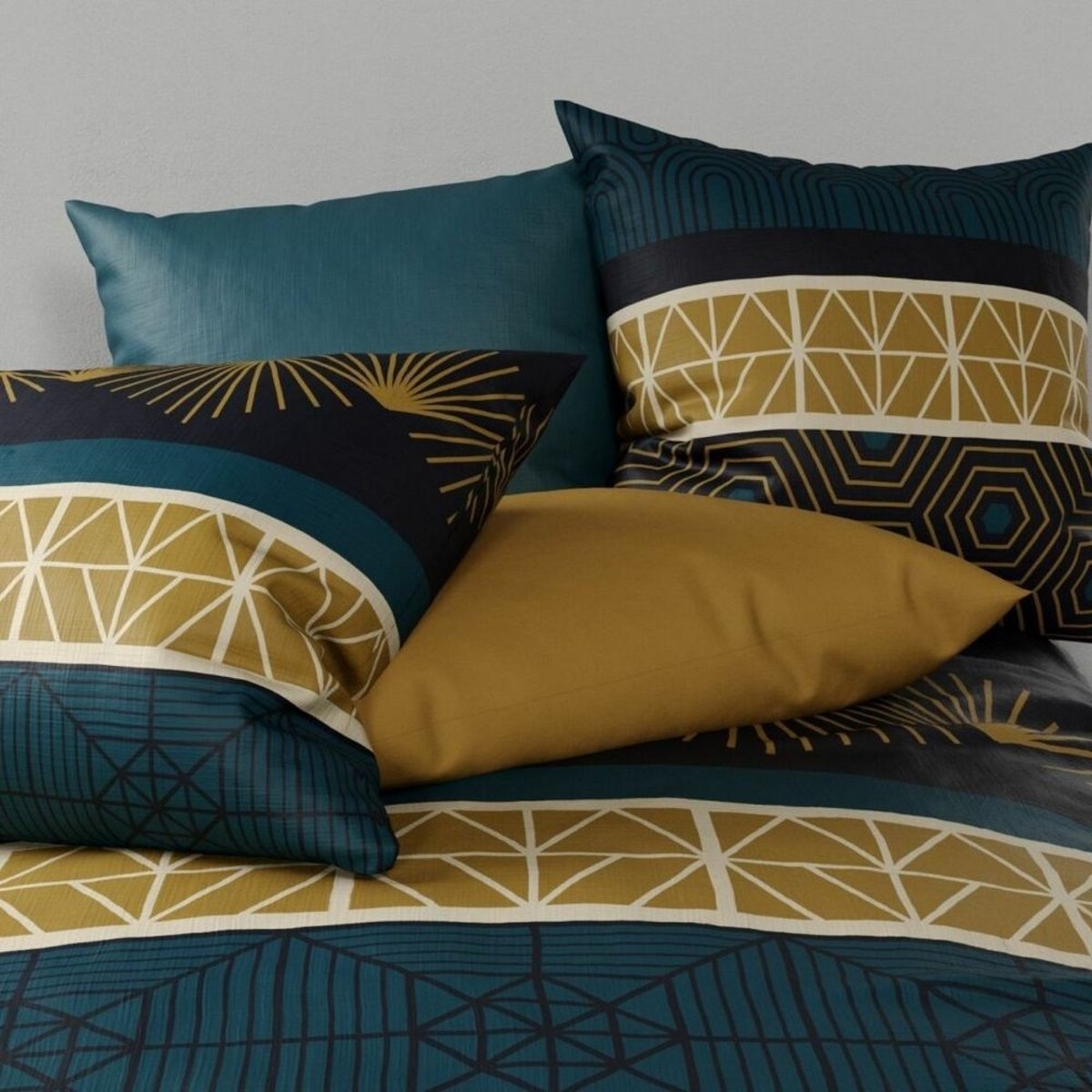 Parure de lit Collection Quoben bleu, EDEN