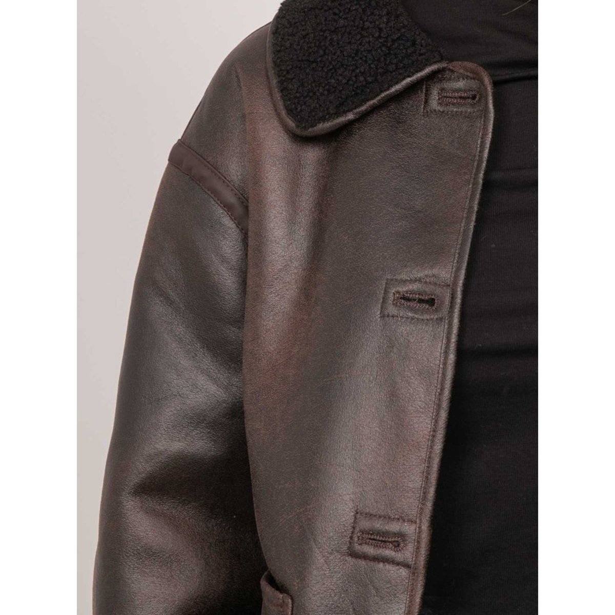 Veste Aviateur Réversible Effet Peau Lainée Ulphia marron, DONA LISA