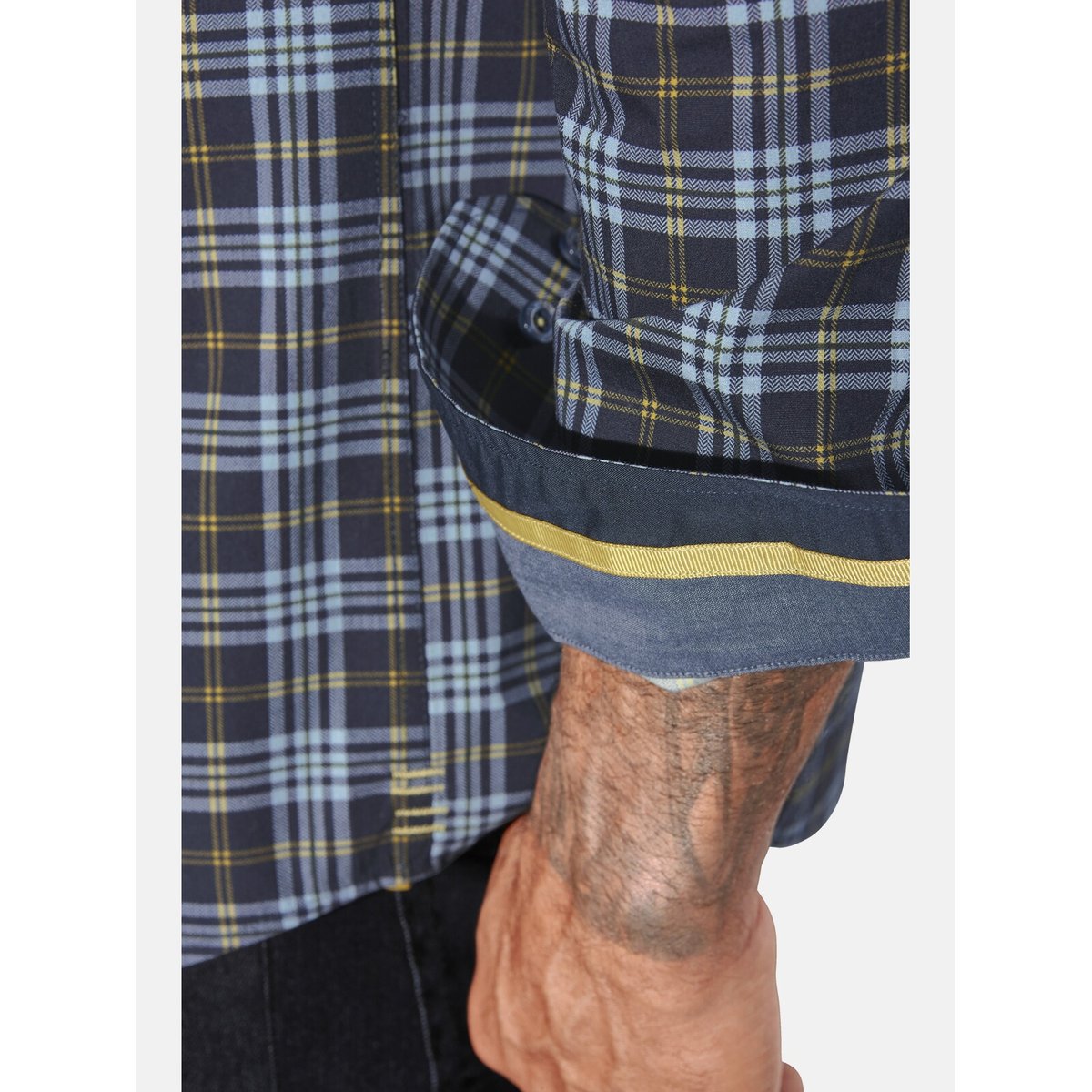 Chemise JORGREN bleu foncé à carreaux, JAN VANDERSTORM