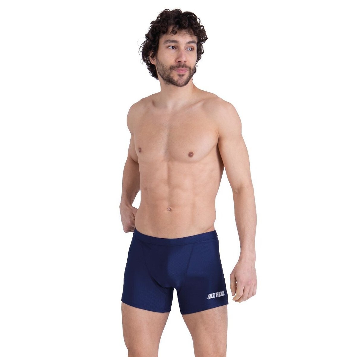 Boxer da bagno lungo, supporto rinforzato blu marino, ATHENA