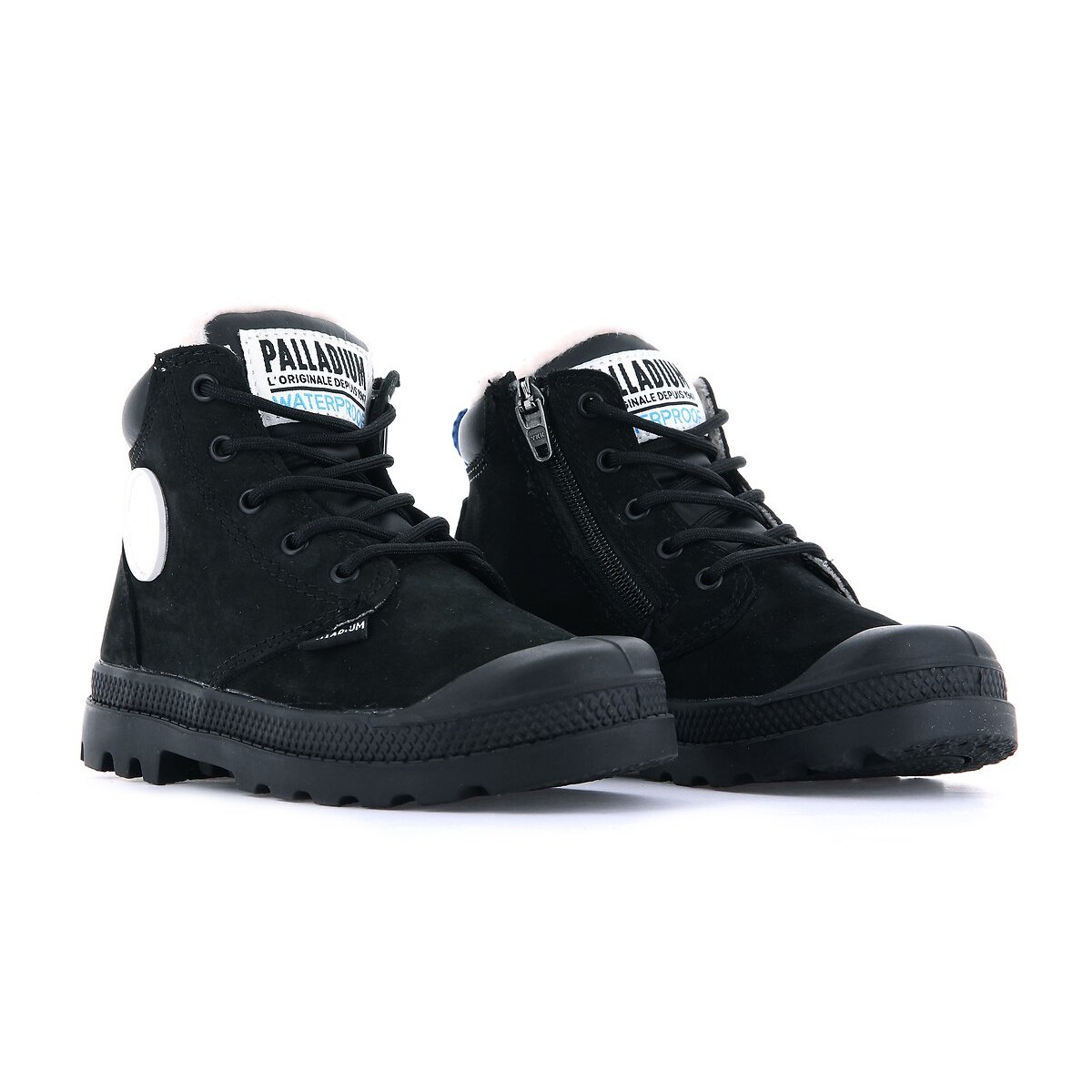 Kids Pampa Hi Cuff Waterproof Faux Fur Lined Ankle Boots black, PALLADIUM
