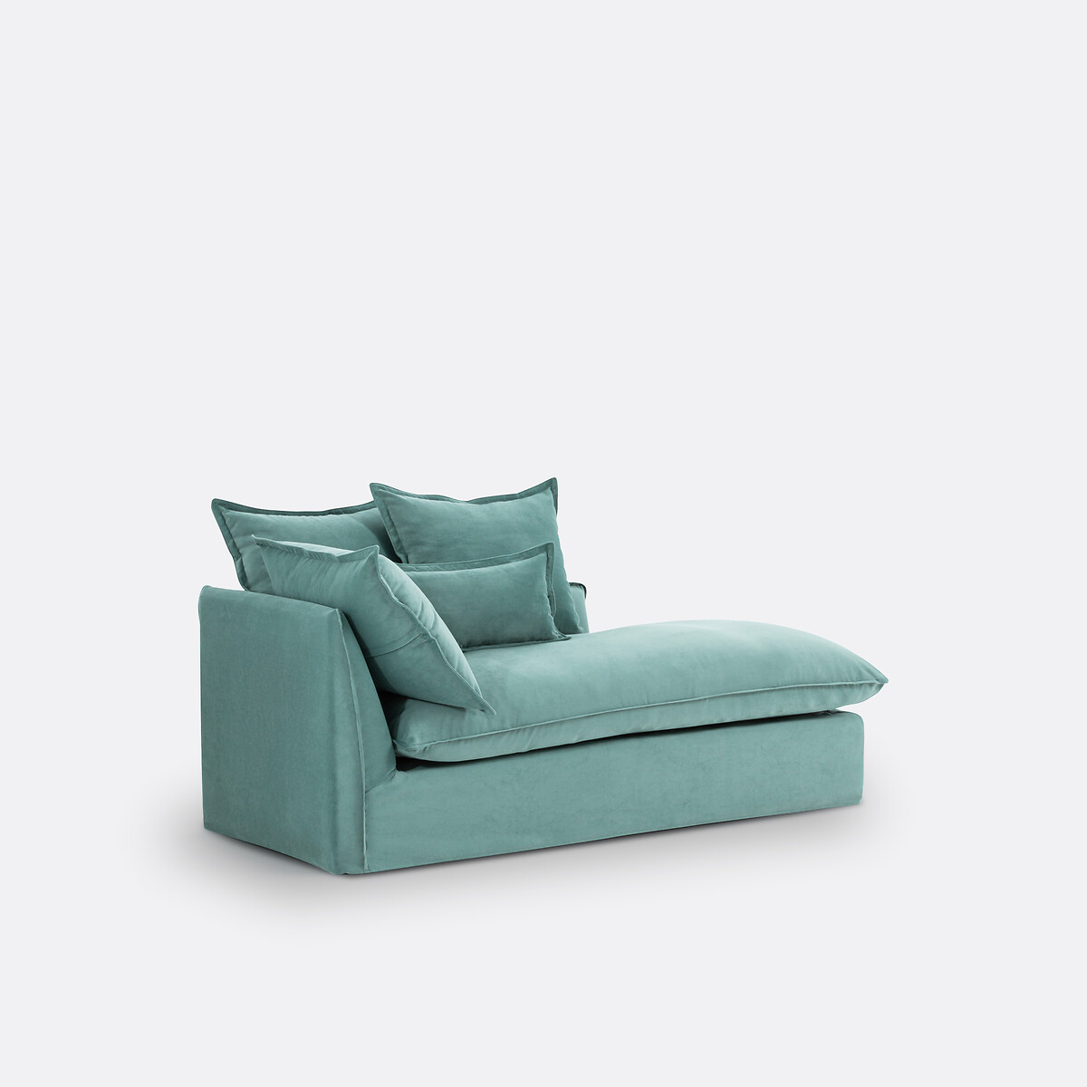 Méridienne droite, déhoussable, en velours, ODNA bleu céladon, LA REDOUTE INTERIEURS