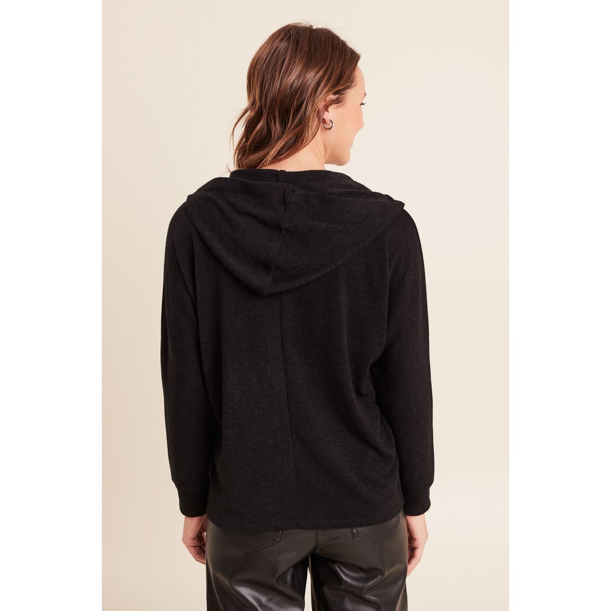 Pull à capuche manches longues strass noir, BREAL