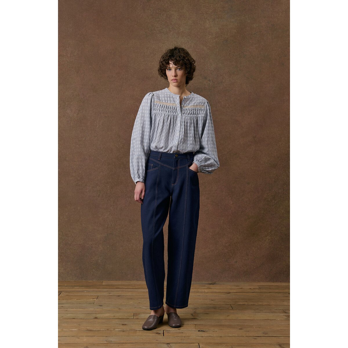 Blouse col rond rayée, JALLY rayé bleu/écru, LOUISE MISHA