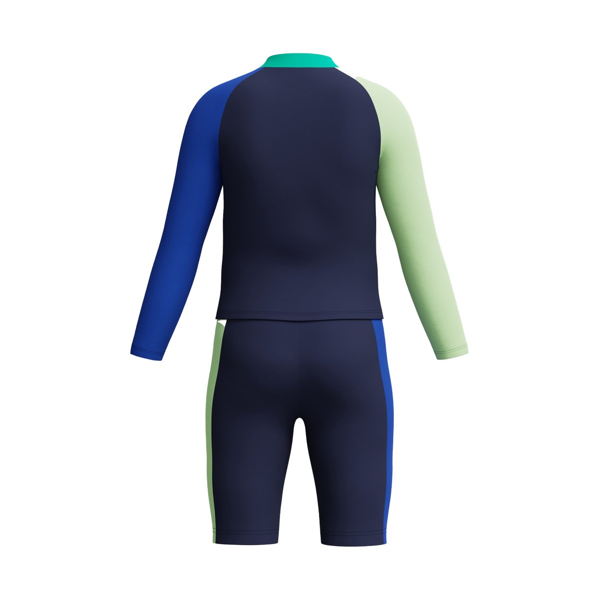 Ensemble de bain anti-irritation manches longues motif/style blocs de couleurs bleu marine / bleu / vert, SPEEDO