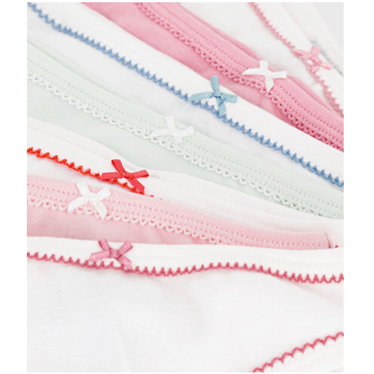 Pack of 7 Cotton Briefs white + pink + green, PETIT BATEAU