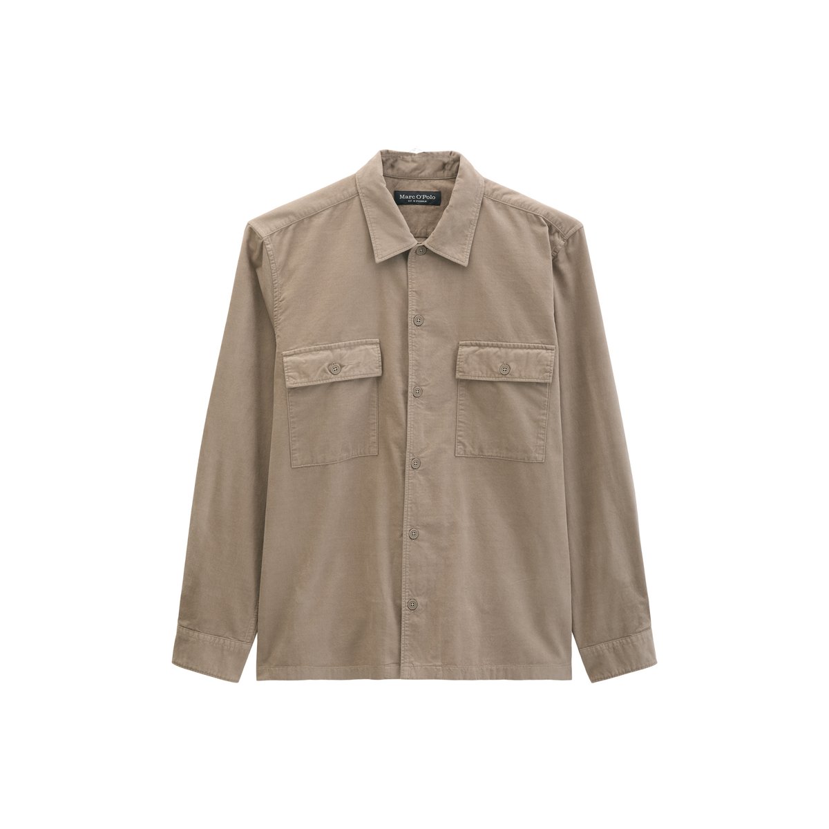 Chemise coupe classique en twill de coton bio au toucher velouté beige, MARC O'POLO