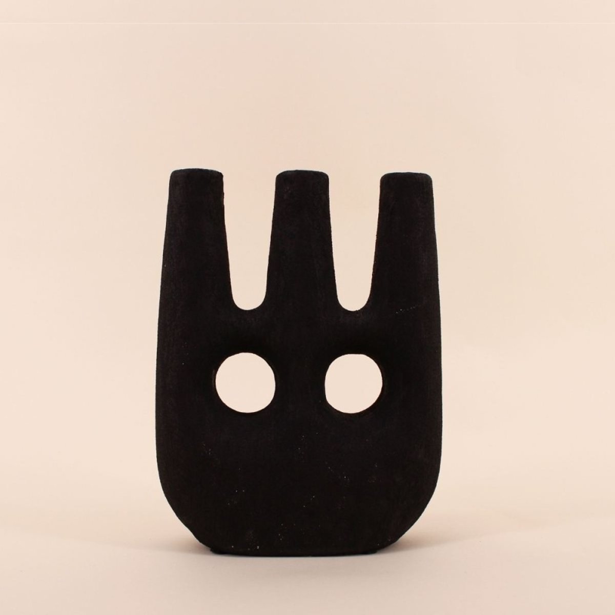 Bougeoir ethnique céramique 24cm noir, ORNAMI