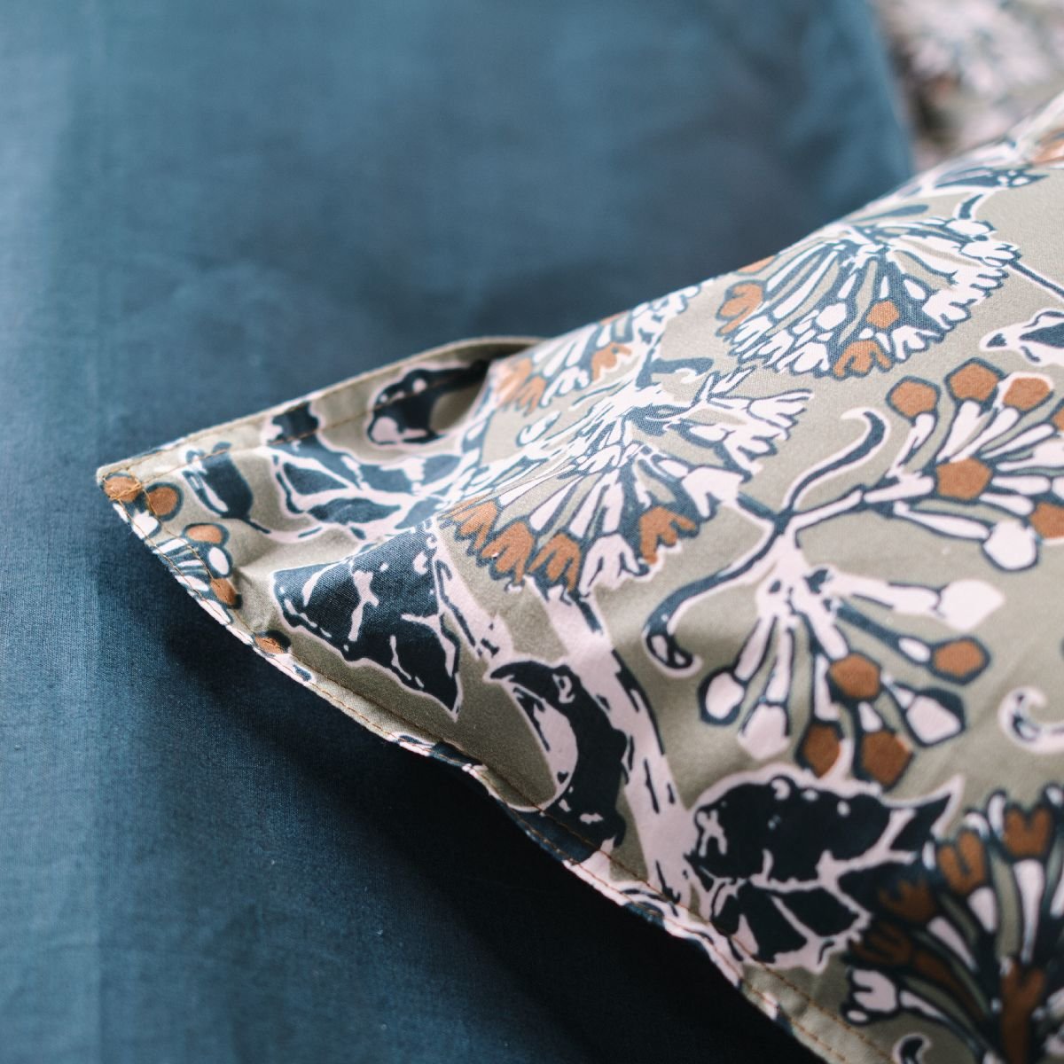 Parure de lit imprimé Rayures coton SUNSHINE EVE bleu, TODAY