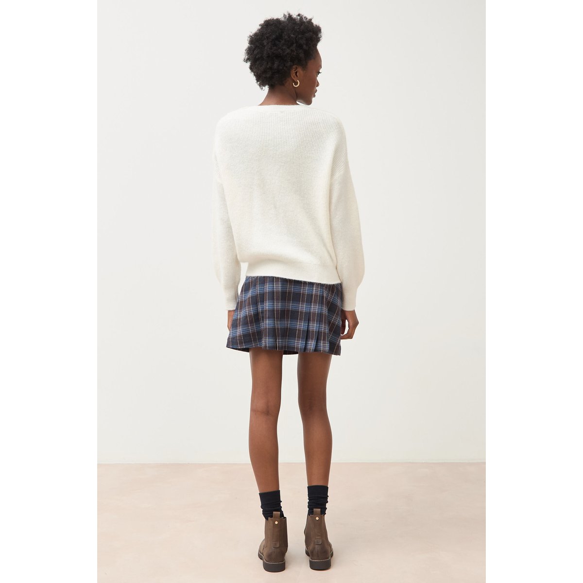 Mini-jupe doublée bleu gris, BONOBO