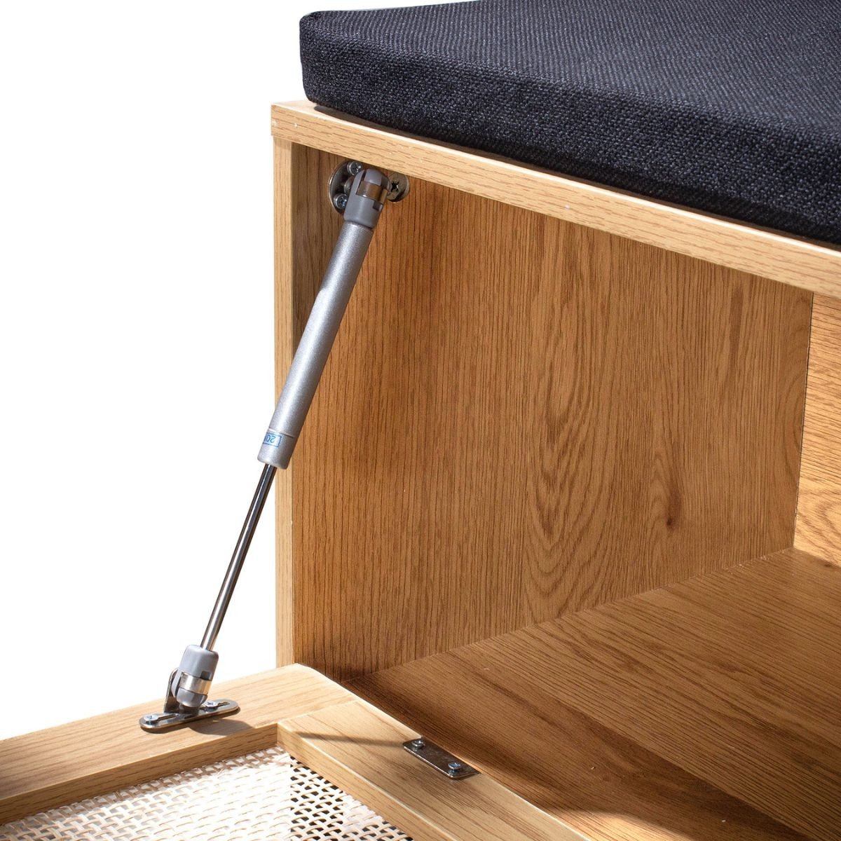 Banc d'entrée avec rangements, façade en rotin L100 cm - JAYA bois clair, CALICOSY