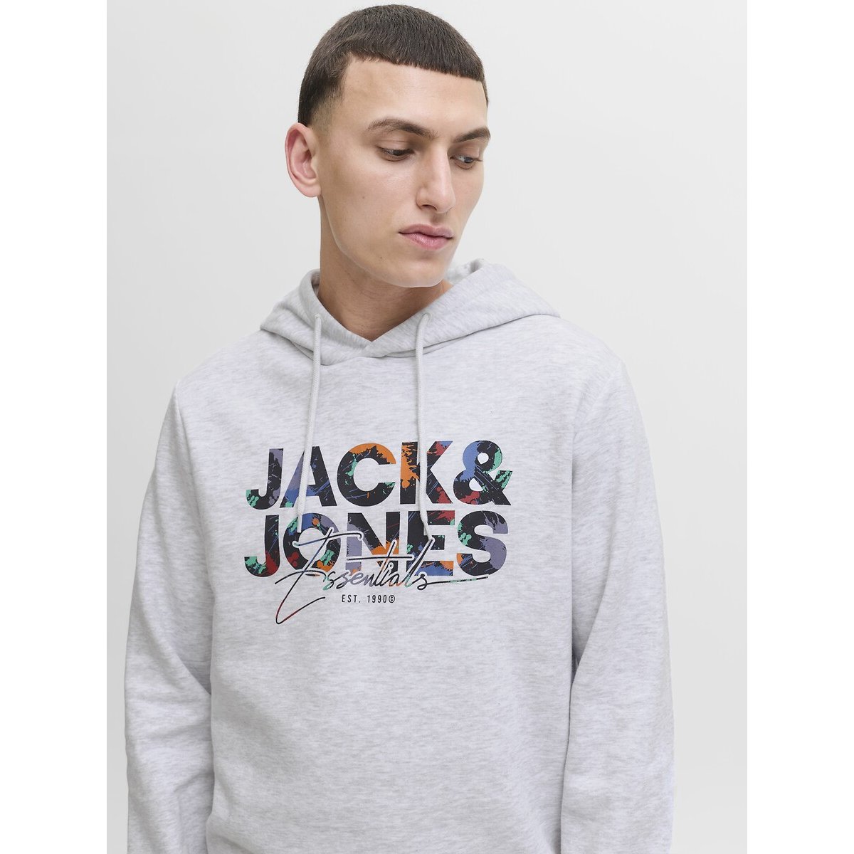 Sweat à capuche Geplas gris clair, JACK & JONES