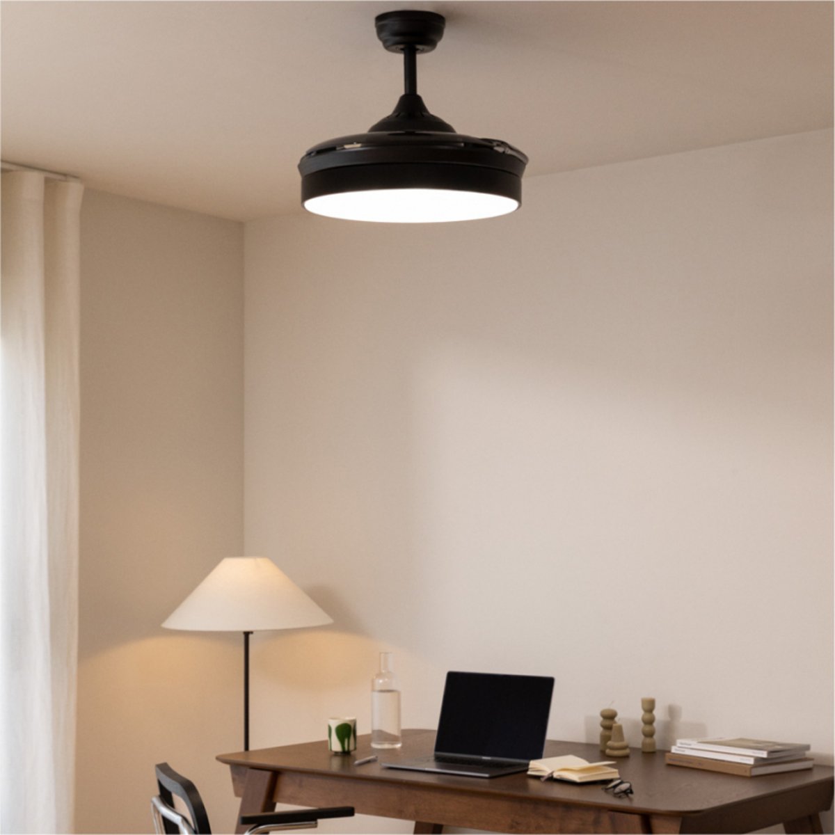 Ventilateur de plafond 40W avec lumière et télécommande WIND CLEAR noir/noir, CREATE