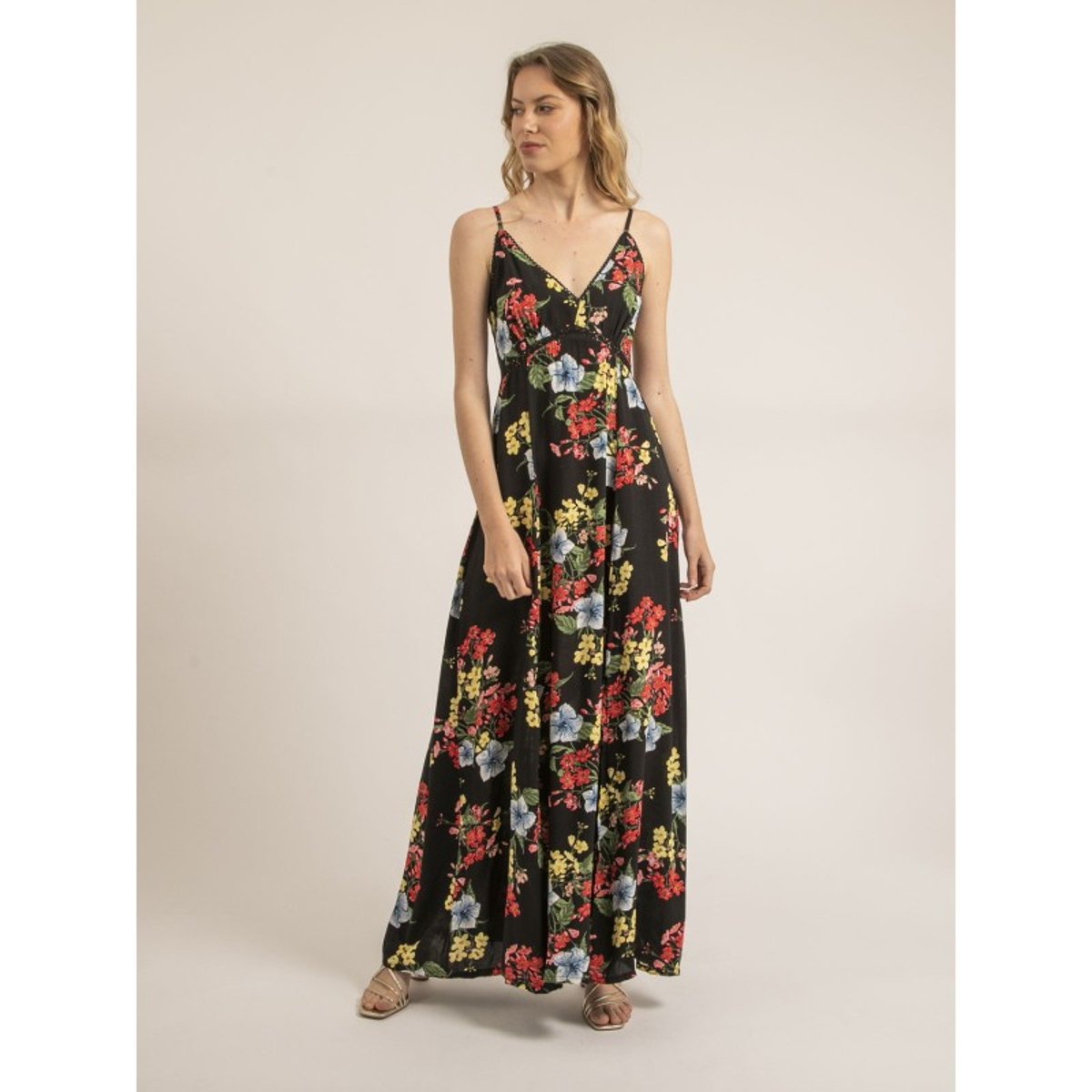 Robe Longue Motifs Italika noir, DONA LISA