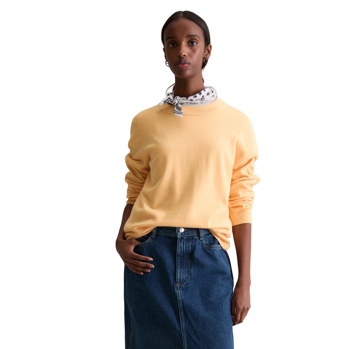Pull-over regular en Soft Cotton Stretch orange, MARC O’POLO DENIM
