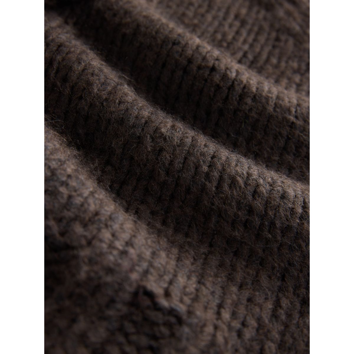 Pull col droit épais en laine mélangée marron chocolat, NEXT