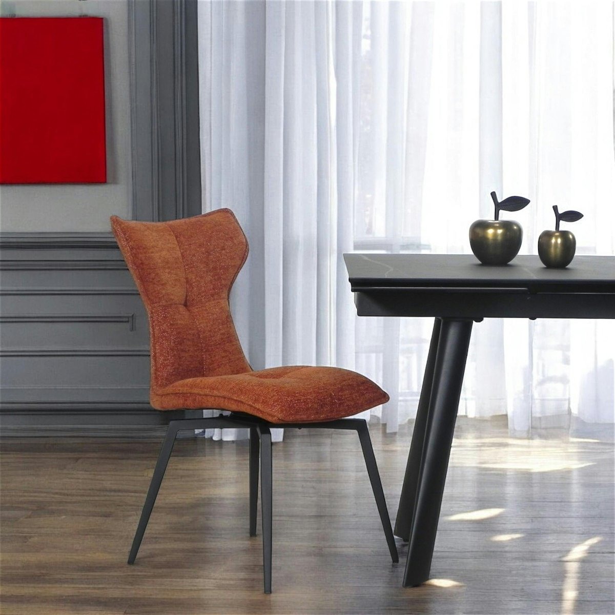 Chaise terracotta pivotante en velours avec passepoil (lot de 2) LOMBARDIE brique, PIER IMPORT