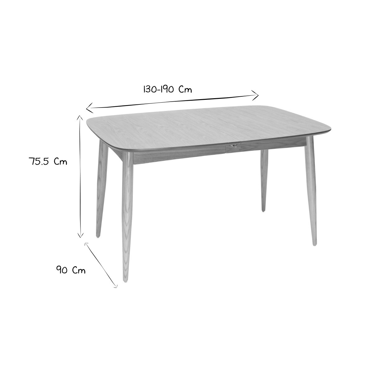 Table à manger extensible frêne L130-190 cm NORDECO frêne, MILIBOO