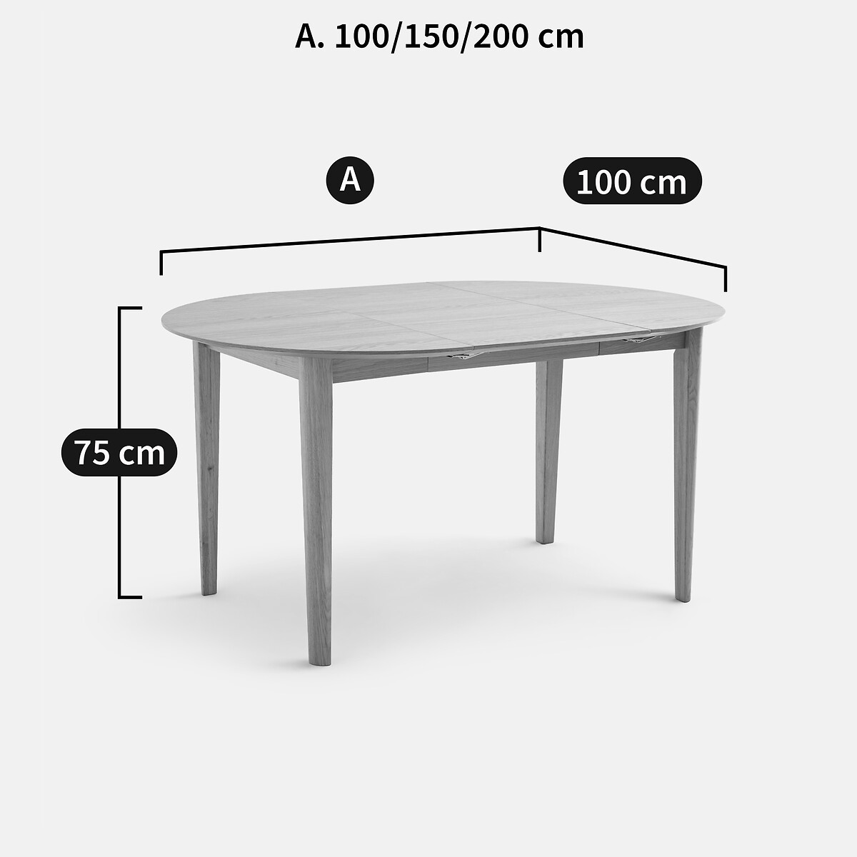 Table à manger, extensible, en plaqué chêne, 4 à 8 couverts, TIOGA coloris chêne, LA REDOUTE INTERIEURS