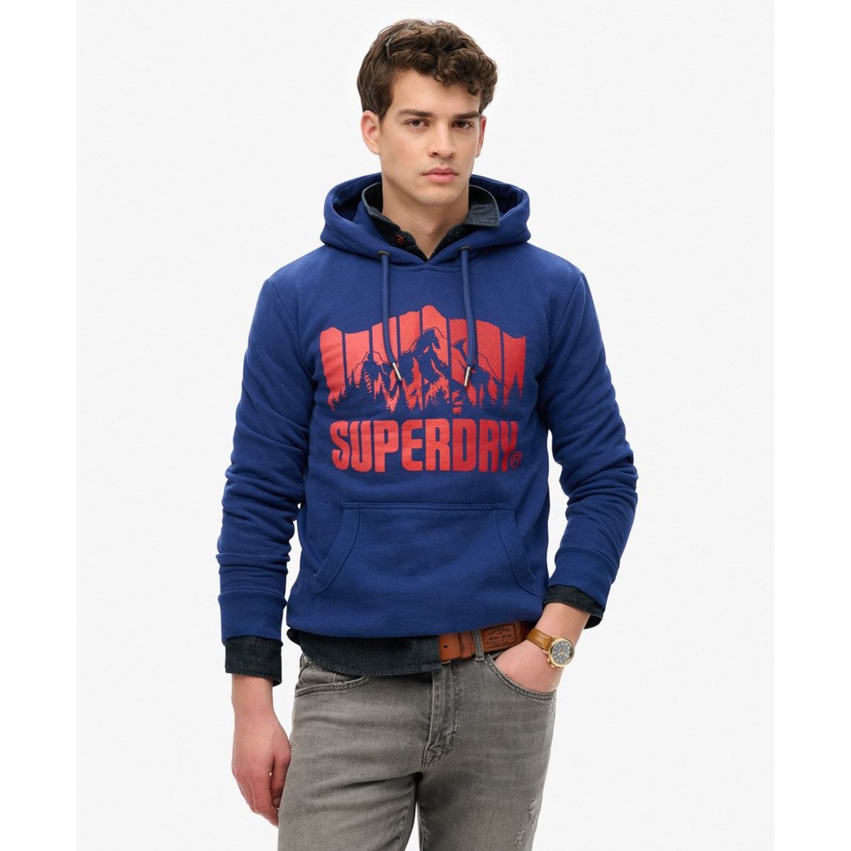 Sweat à capuche Mountain Rainbow bleu marine intense, SUPERDRY