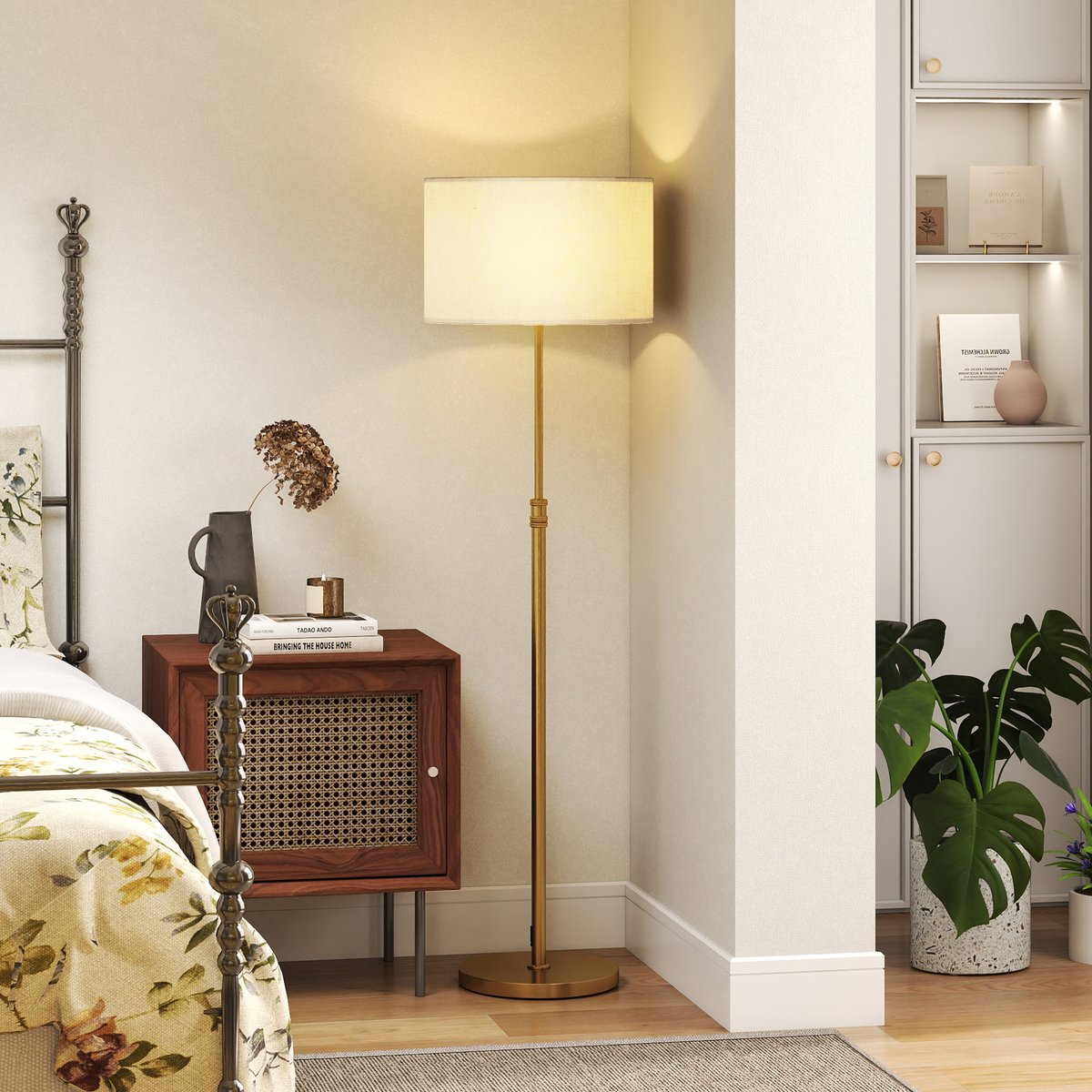 Lampadaire Acier Or jaune, HOMCOM