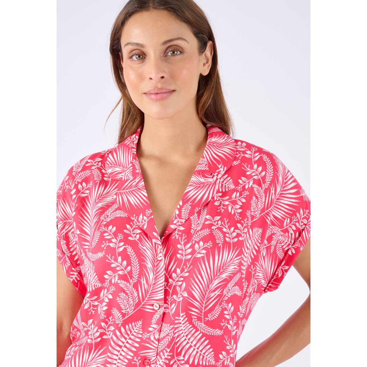 Pyjama en pure viscose rose feuillage, DAMART