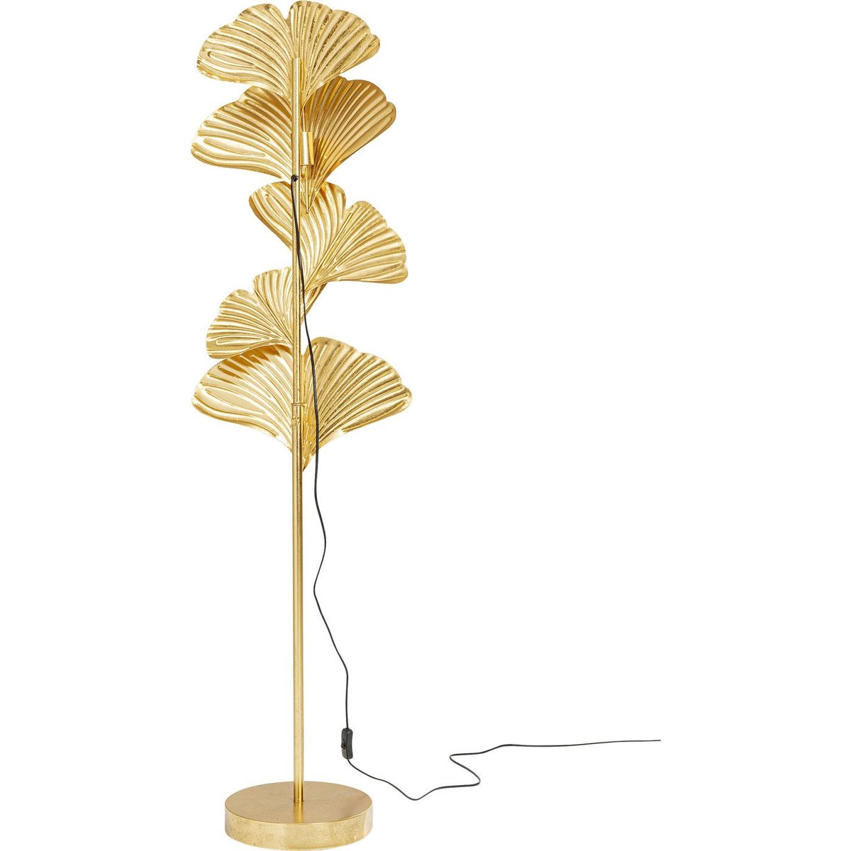 Lampadaire feuilles de ginkgo en acier or, KARE DESIGN