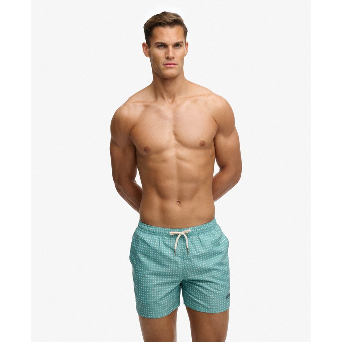 Short de bain imprimé Premium 15 pouces vert mini flora, SUPERDRY