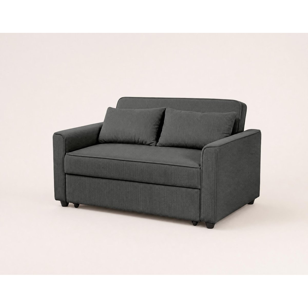 Canapé convertible 2 places velours côtelé, ERNEST gris, BEST MOBILIER