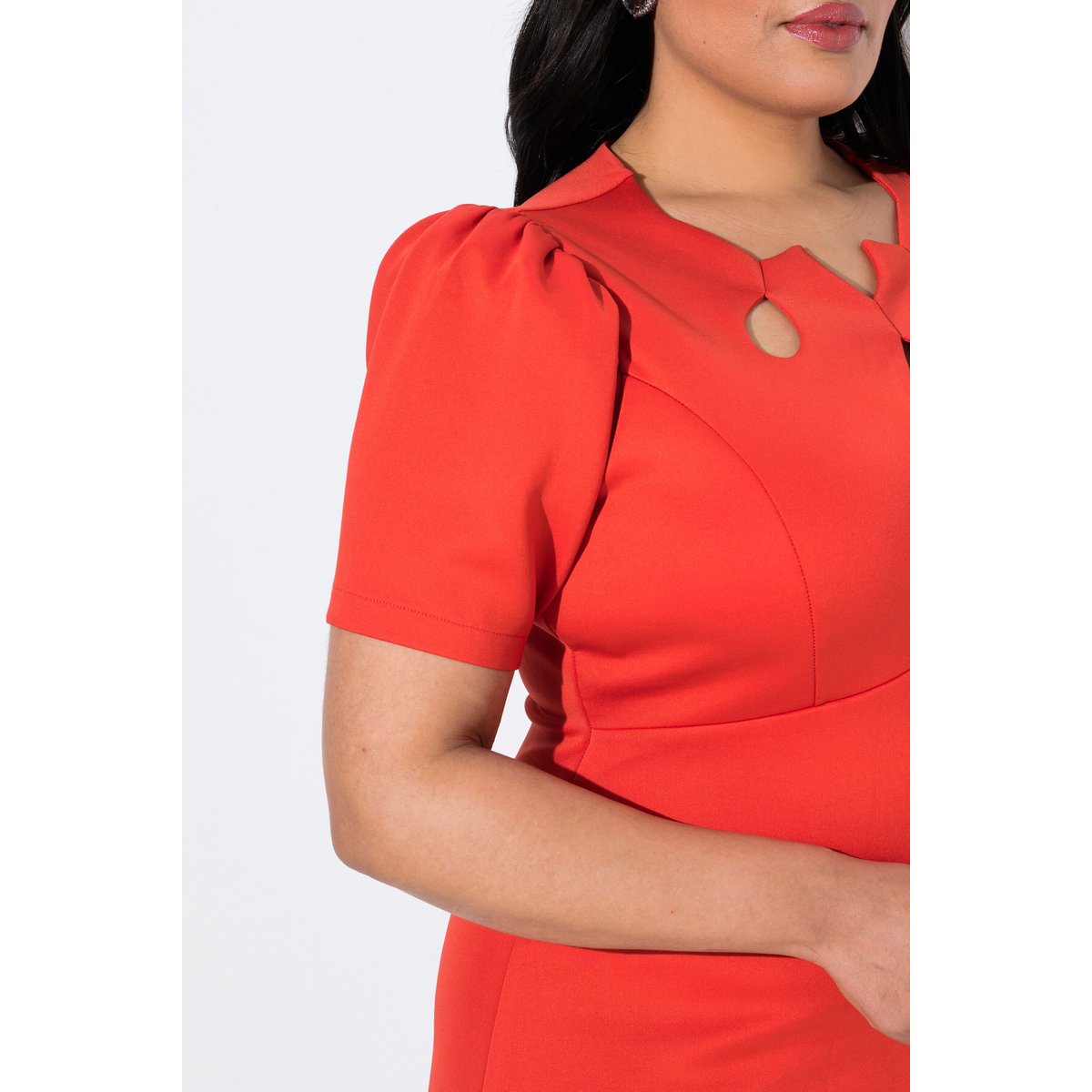 Robe bodycon en tissu scuba rouge clair, ULLA POPKEN