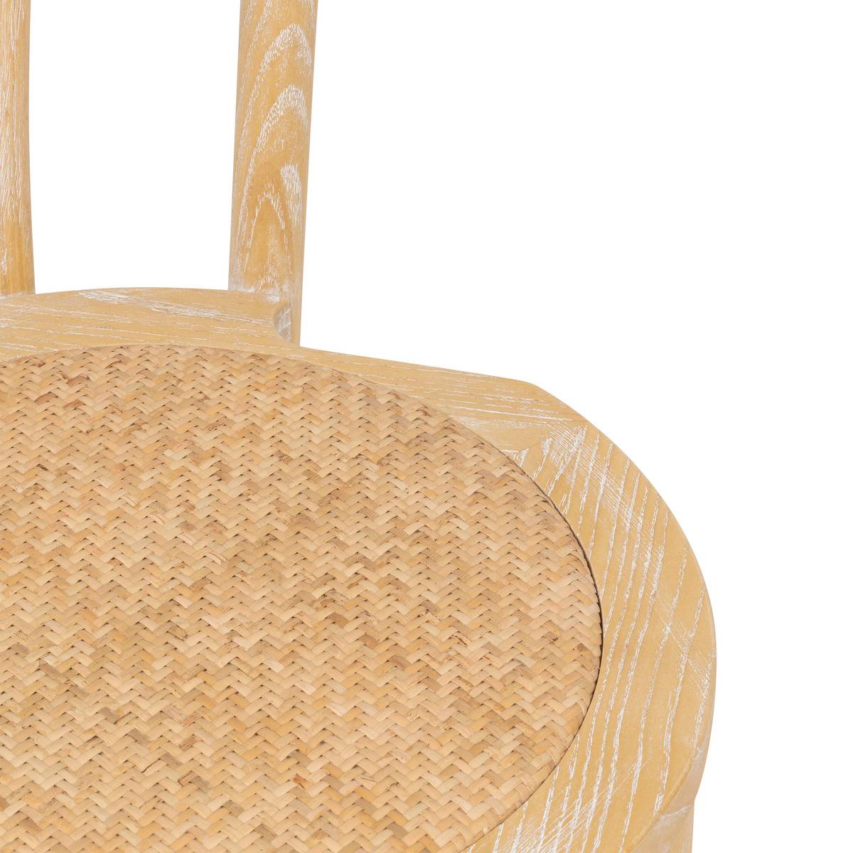 Chaise bistrot empilable en bois d’orme massif et rotin DREVO beige lin, ATMOSPHERA