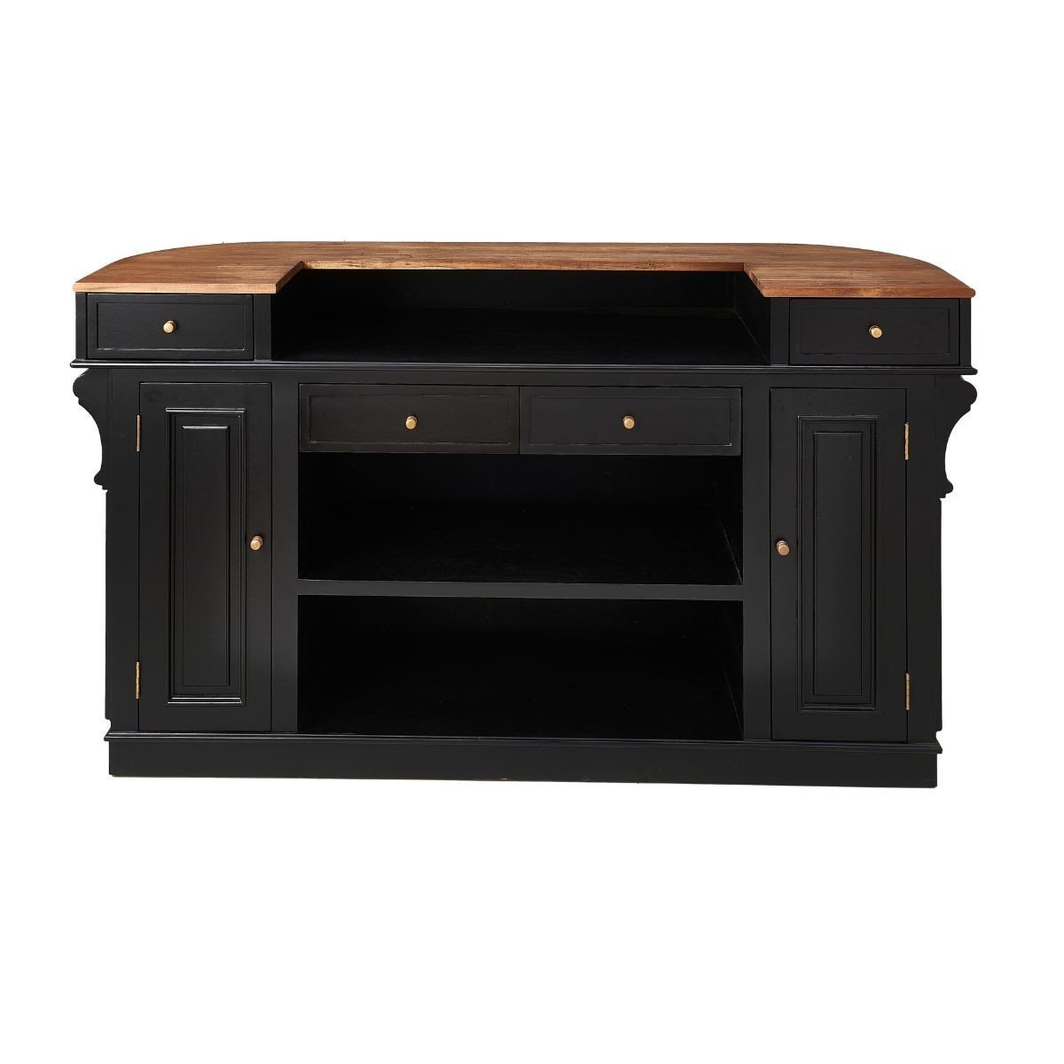 Comptoir estaminet en acacia massif peint en noir L200 cm noir, SIGNATURE