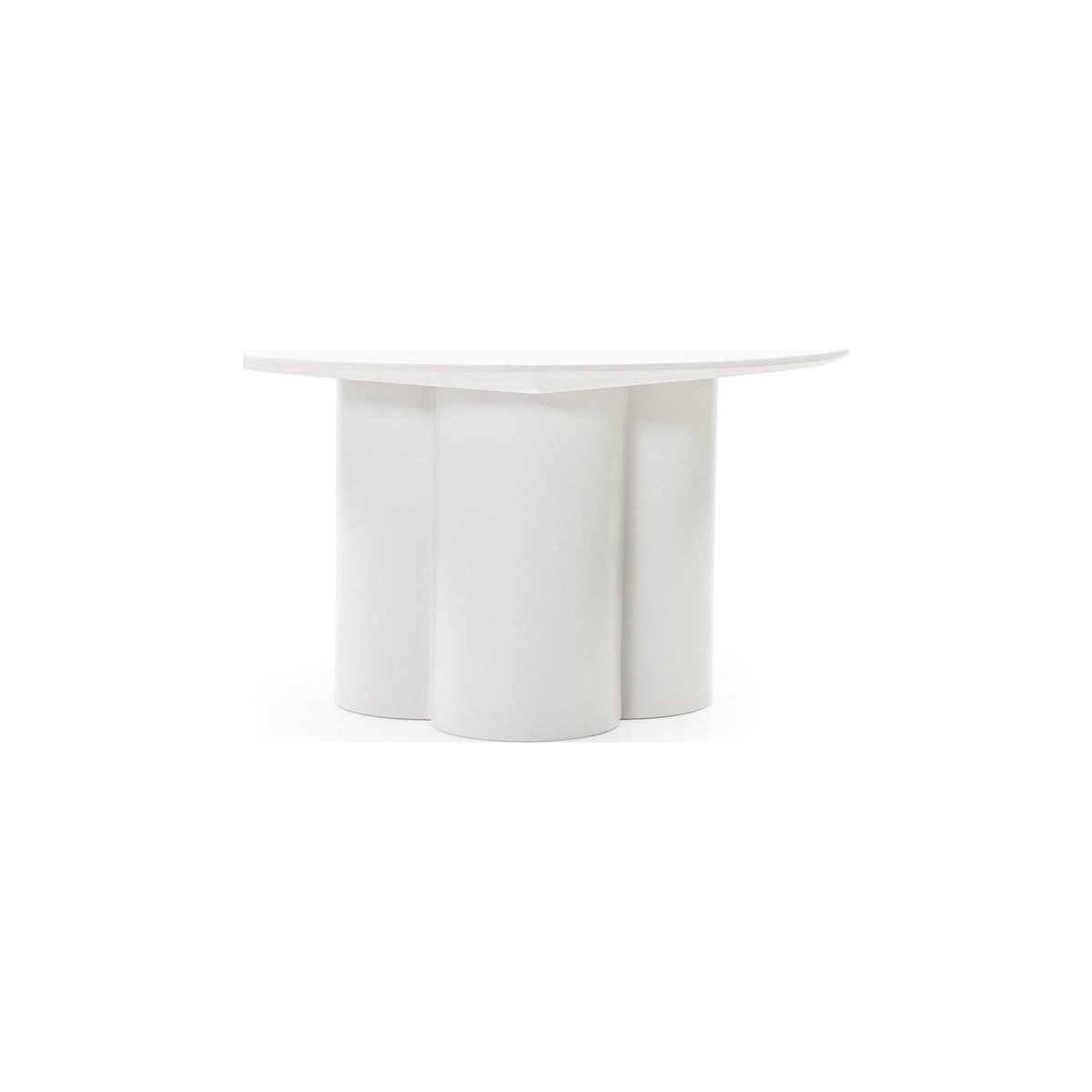 Table basse ronde LAVANO au design sculptural gris beige clair, RECOLLECTION