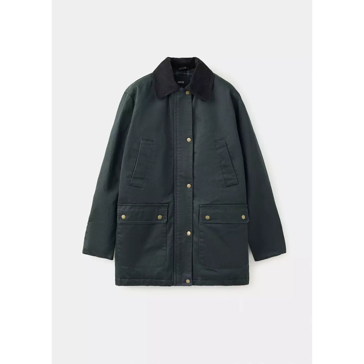 Parka coton en velours côtelé bleu marine, MANGO TEEN
