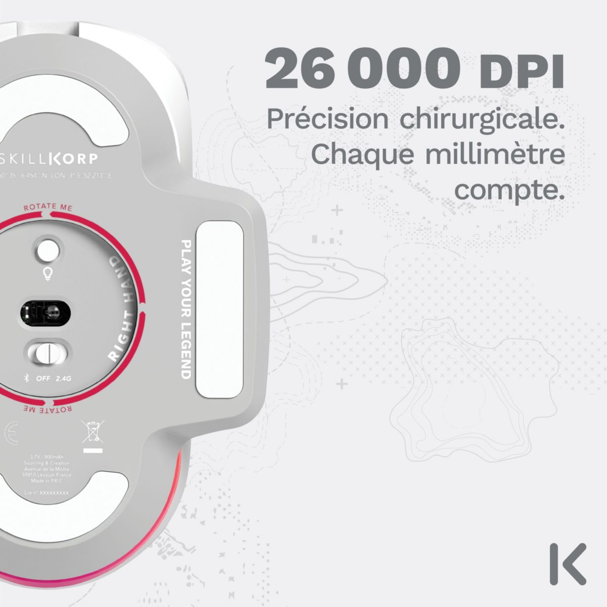 Souris Gamer Sans Fil Ambi One blanche Progress couleur unique, SKILLKORP