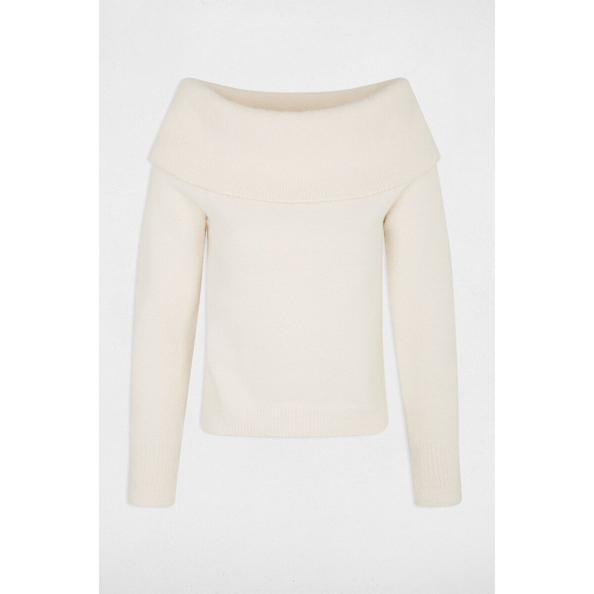Pull col bateau en grosse maille ivoire, MORGAN