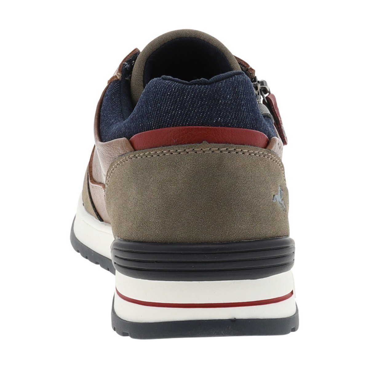 Baskets cognac à talon plat avec des lacets et un zip latéral brun, MUSTANG