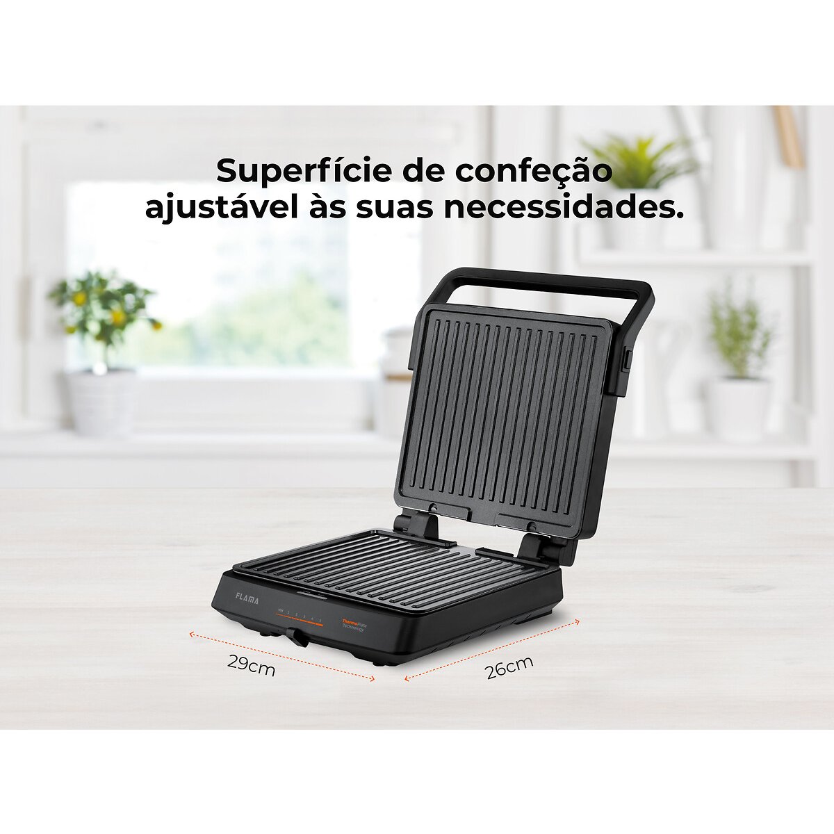 Grelhador Elétrico de Placas SlideControl HeatPro 2000W 4586FL, FLAMA preto , FLAMA