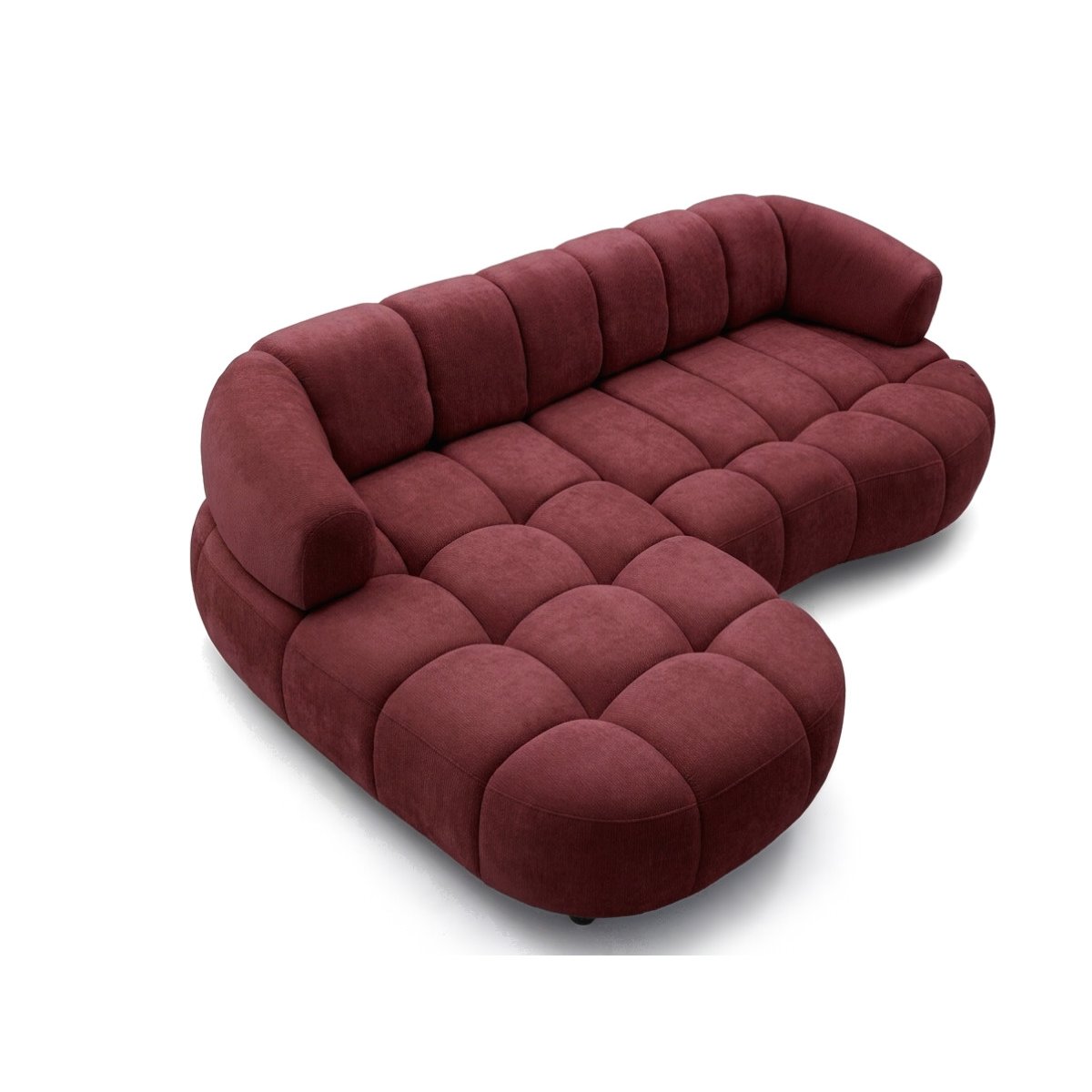 Canapé d'angle convertible 3 places en tissu lisse, LOVELY rouge, BOBOCHIC