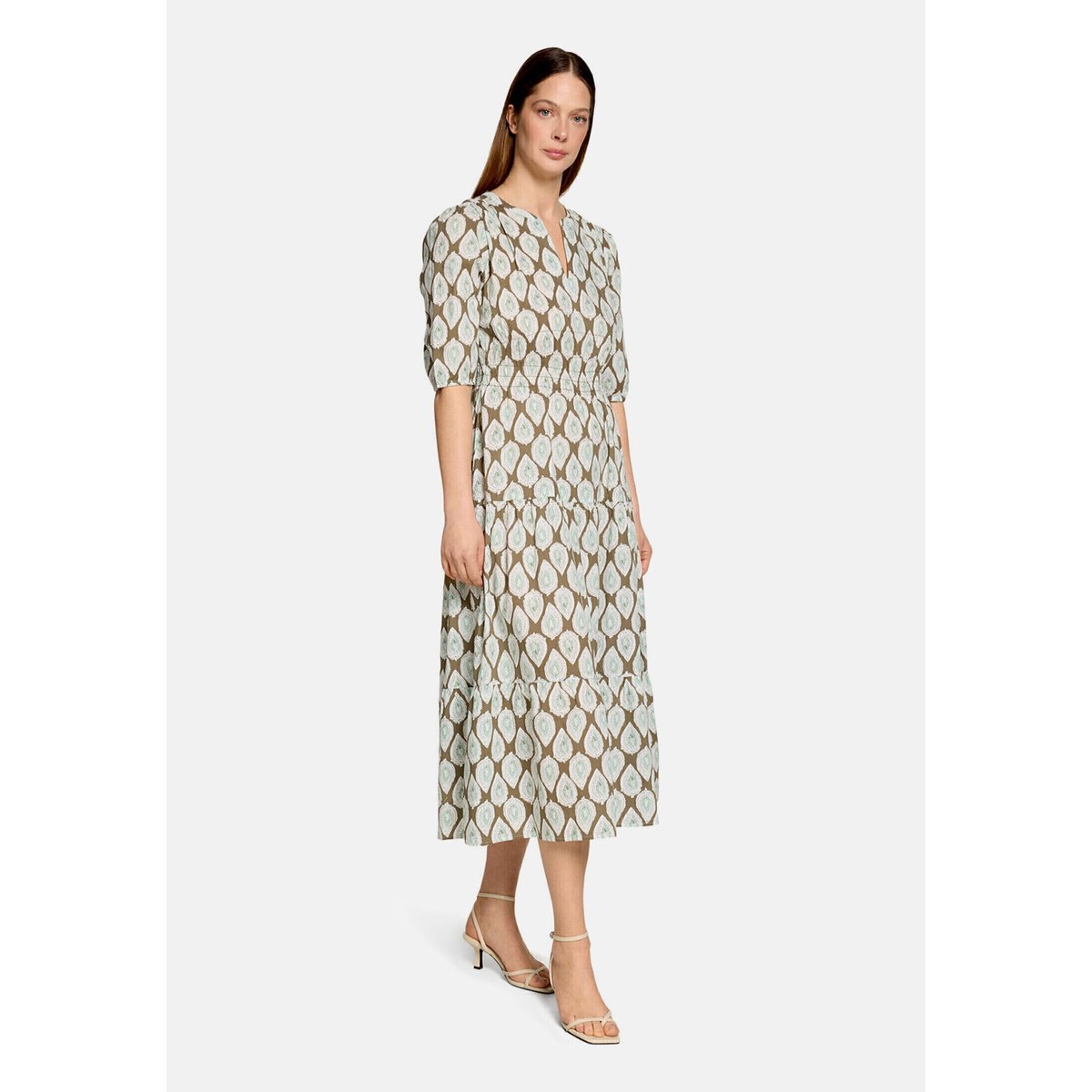 Robe casual de coupe cintrée kaki/bleu, CARTOON